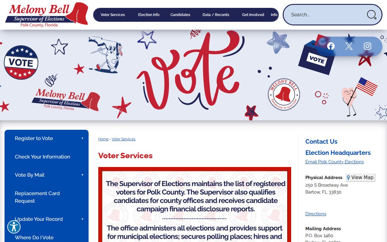 Winter Haven residents directory voter services screen