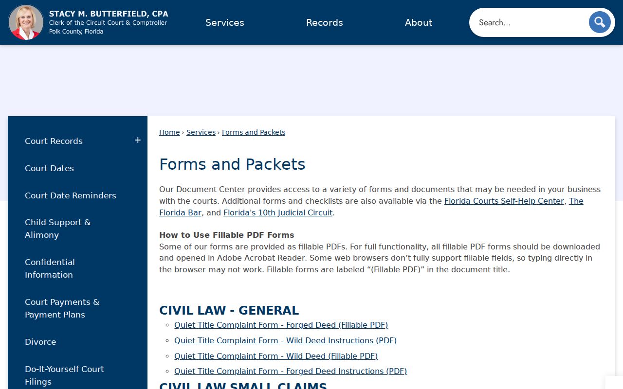 Winter Haven neighbors research through Polk Clerk record forms