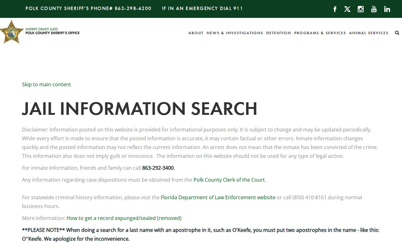 Winter Haven neighbors official Polk County jail inquiry