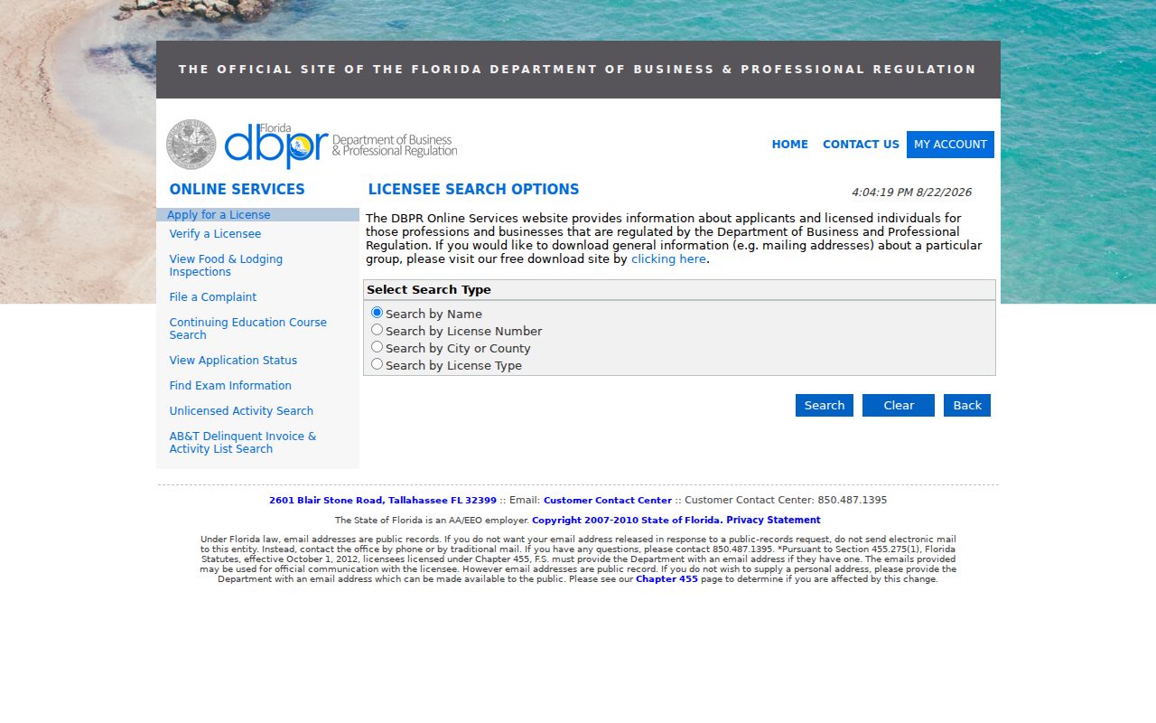 Winter Haven ZIP code directory Florida professional license search